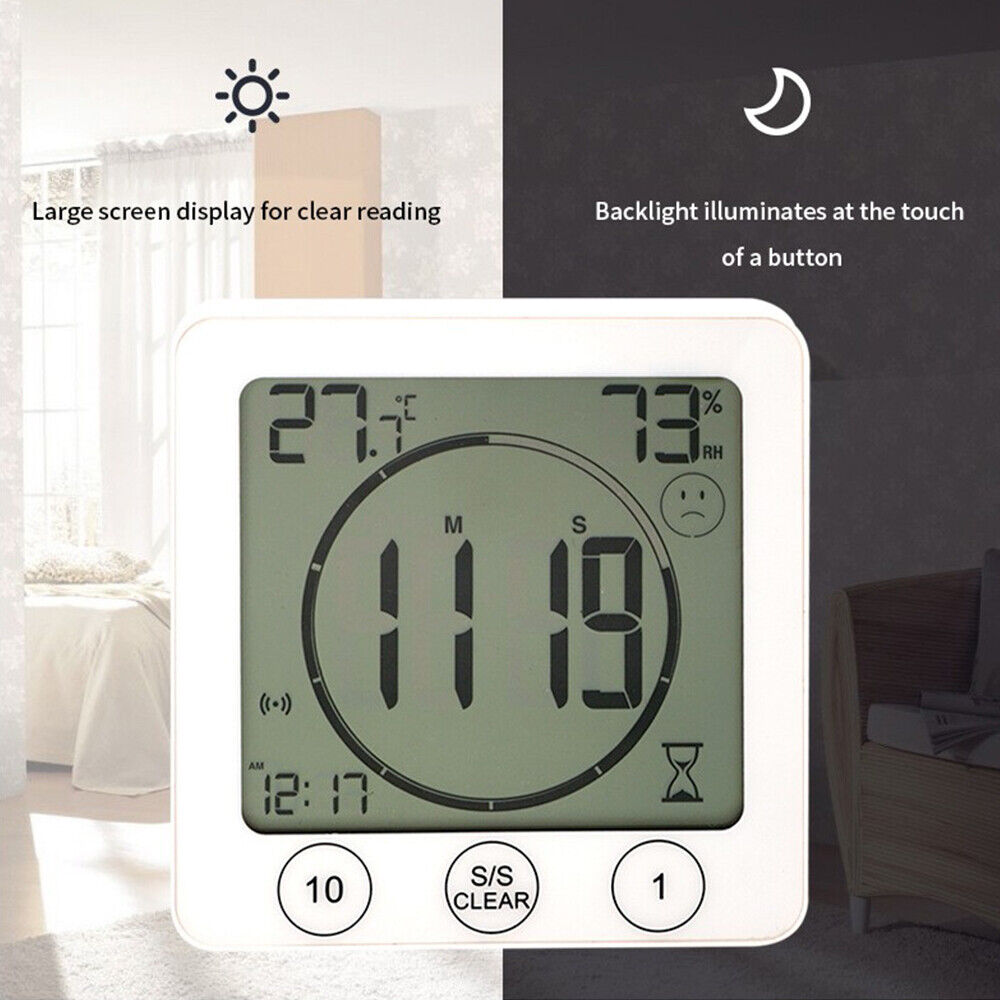 Waterproof Shower Timer Bathroom Clock Digital Alarm Temperature Meter Humidity