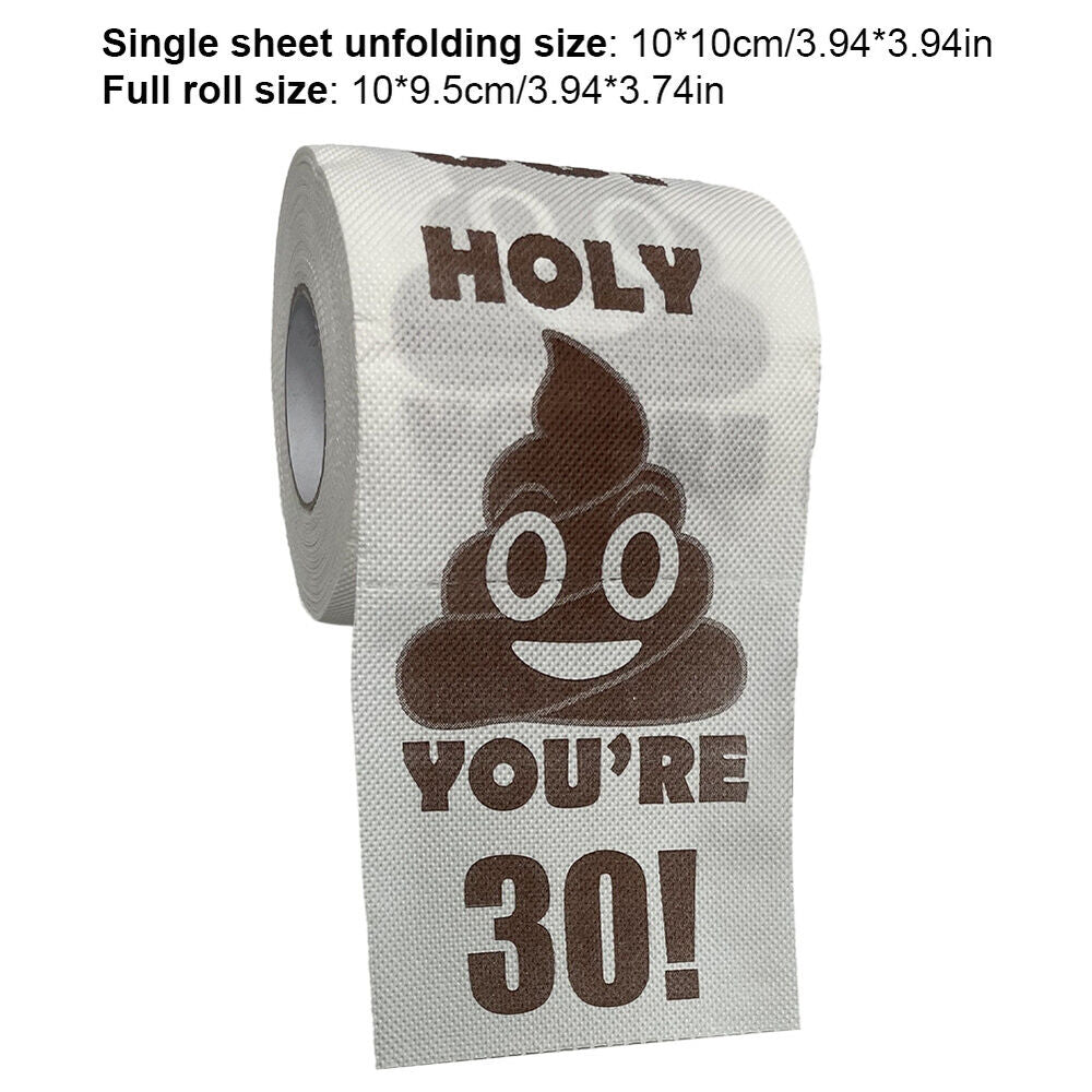 Funny Toilet Paper Roll Poop Printed Birthday Decoration 30th-60th Gifts Prank