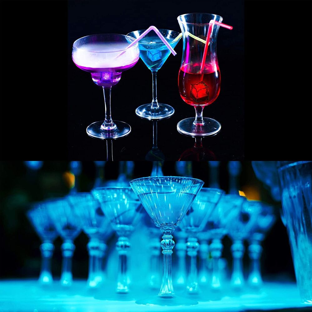 LED Light Up Glowing Flashing Ice Cubes Liquid Activated for Club Bar Party Deco