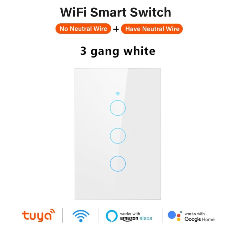 WiFi Switch Light Tuya Touch Smart Switch Wall Panel For Alexa Google 1/2/3 Gang