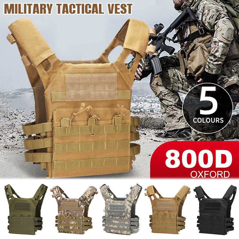 Military Tactical Vest Airsoft Combat Plate Carrier Paintball Hunting Adjustable