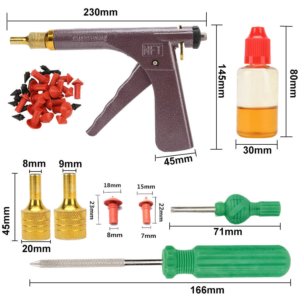 1 set Tubeless Tire Wheel Tyre Repair Kit Mushroom Plugs Vacuum Gun Probe Motorcycle