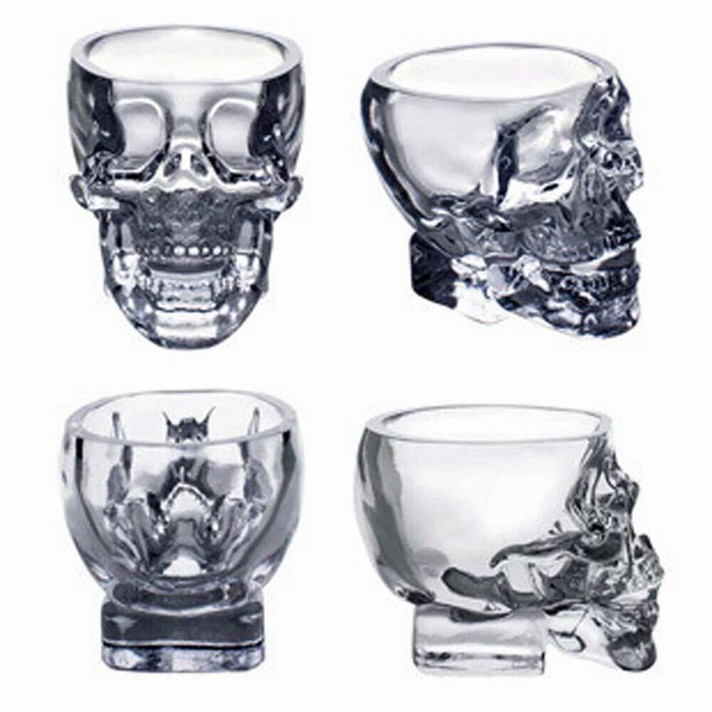 2X Crystal Vodka Whiskey Shot Skull Head Glass Cup Drinkware For Home Party