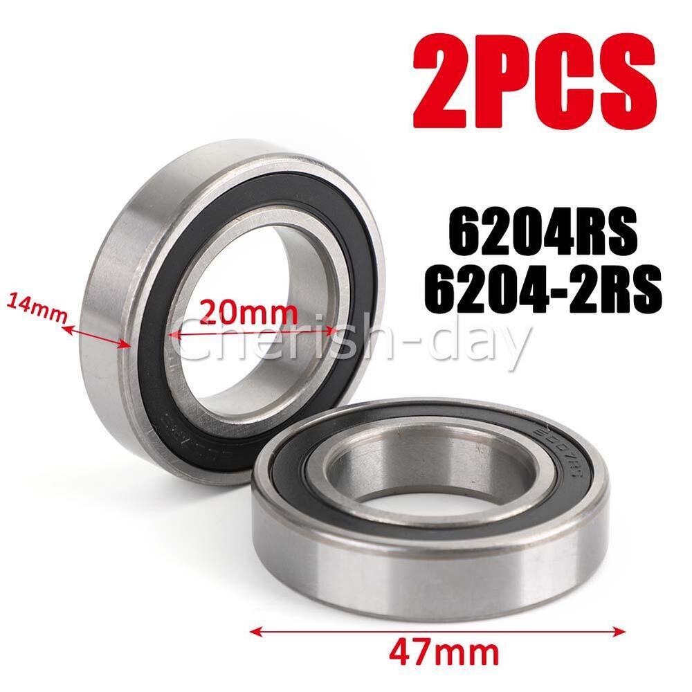 2X Radial Bearings 6001-6203 6204 2RS Rubber Seals Deep Grooved Ball Bearing-