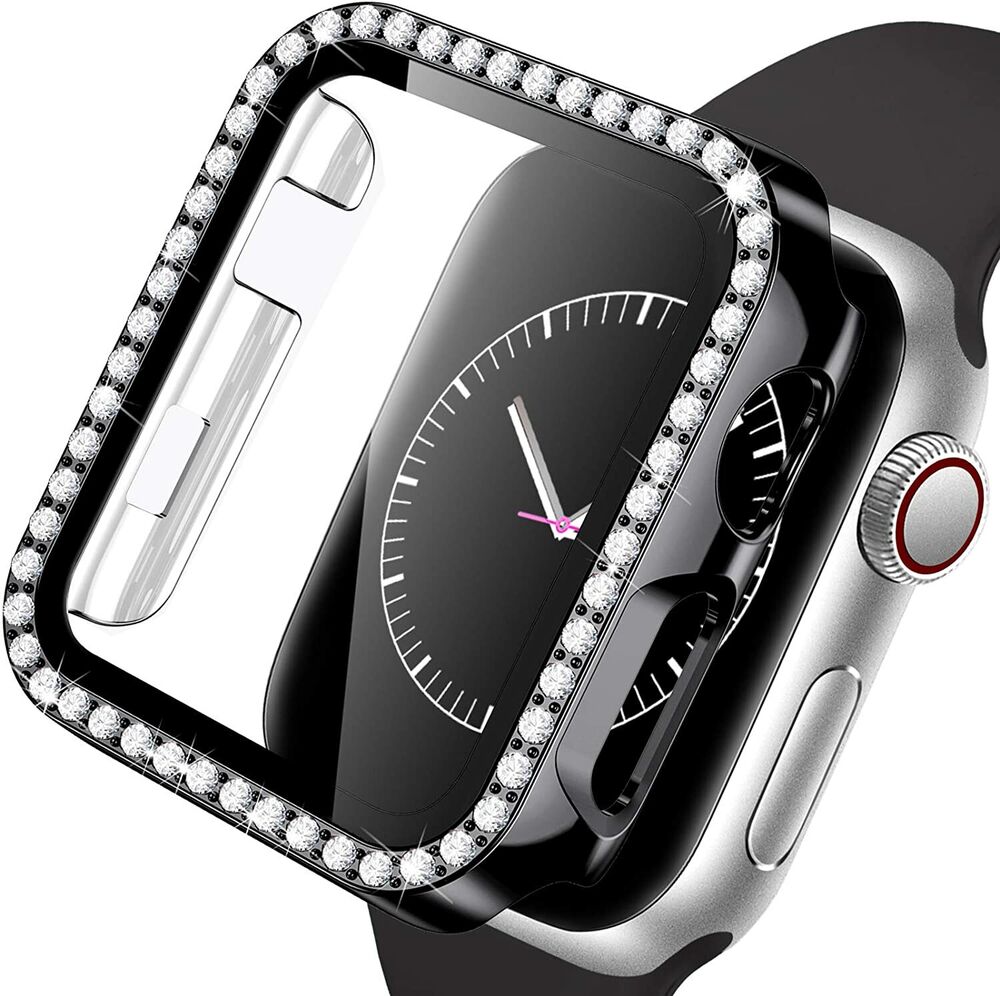 For Apple Watch SE 40mm 44mm 41mm 45mm Bling Diamond Case With Screen Protector