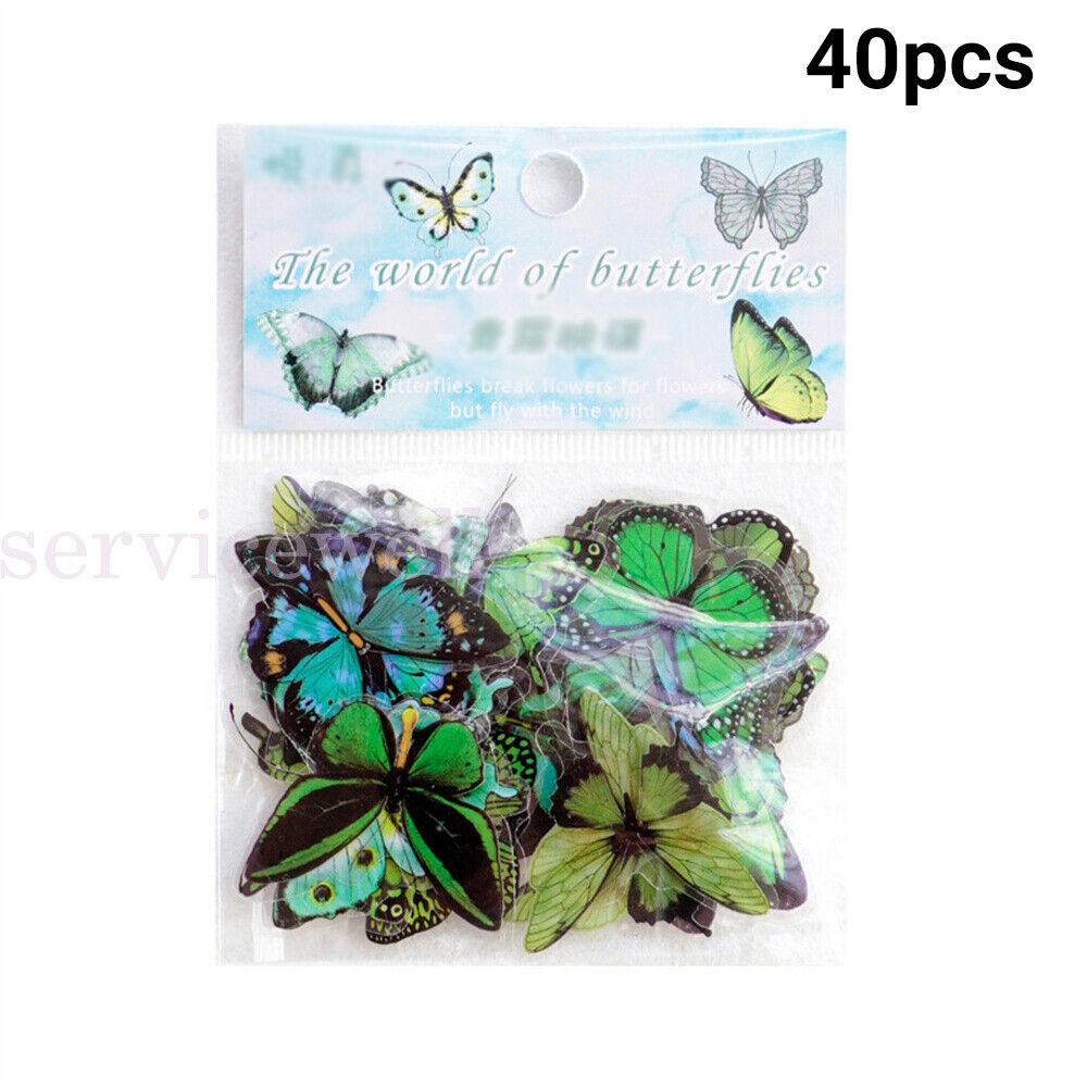 40Pcs 20 Style Butterfly Sticker With Adhesive Planner Album Journal Stationery