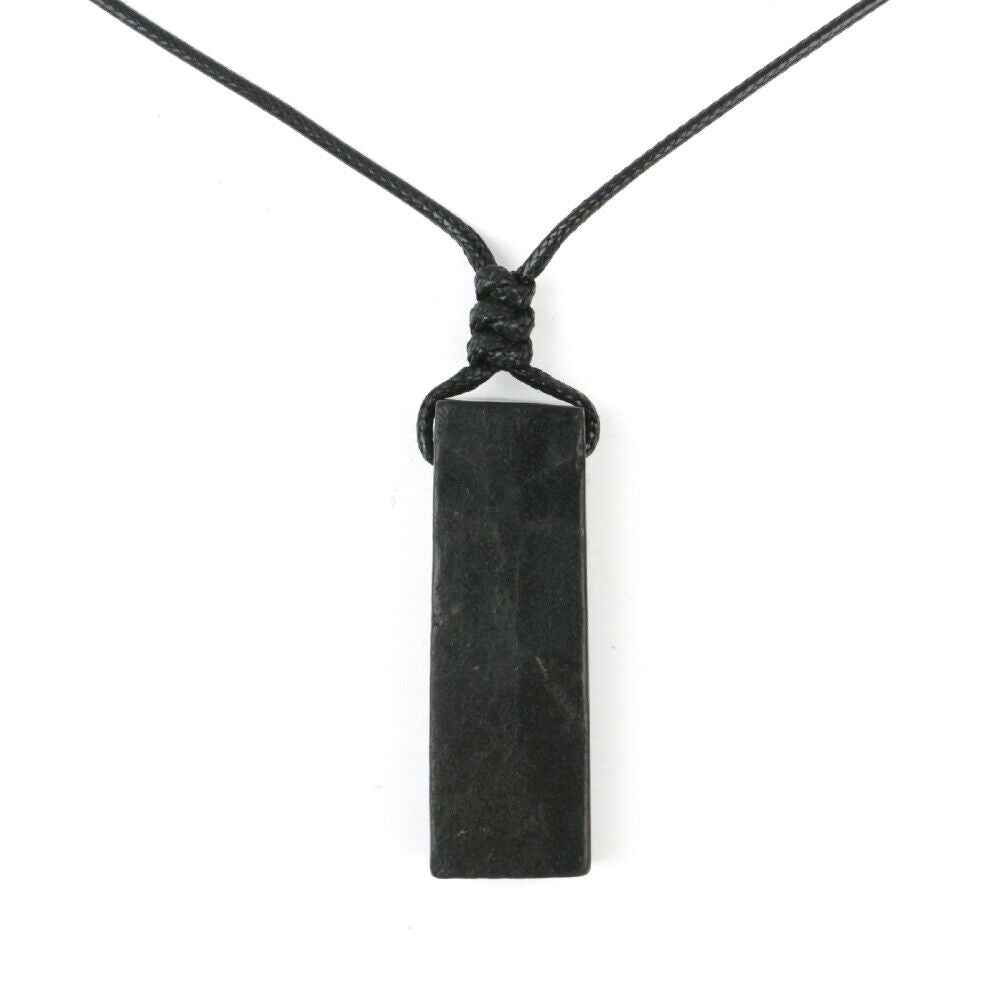 Shungite Pendant Rough Stick EMF Protection Rectangular Healing Stone Necklace