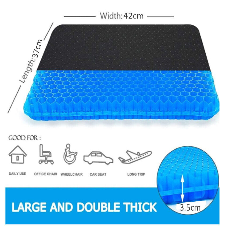 2x Gel Seat Cushion Cooling Seat Cushion Breathable Honeycomb Office Car Seat Mat