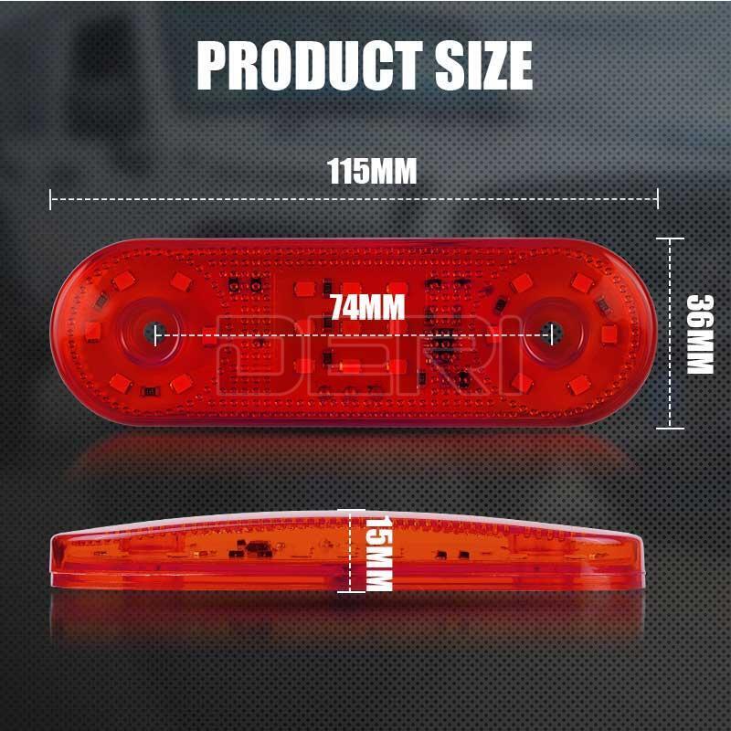 2X Oval Side Marker LED Light Clearance Lamp Truck Trailer Waterproof Red 12-24V