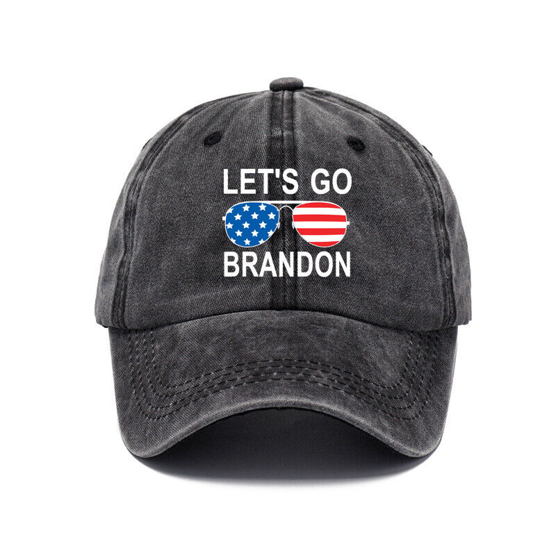 Men Let's Go Brandon Embroidered Adjustable Trump Baseball Cap Hat Flag Banner