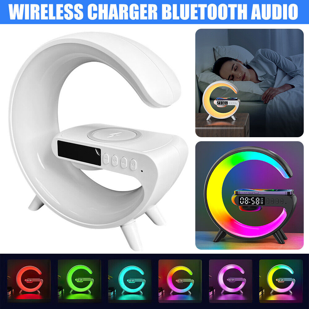 Smart G Lamp Bluetooth Speaker Wireless Charger RGB Alarm Clock Night Light