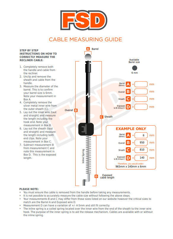 Replacement New Recliner Release Cable For Chairs & Sofas - All Sizes Available