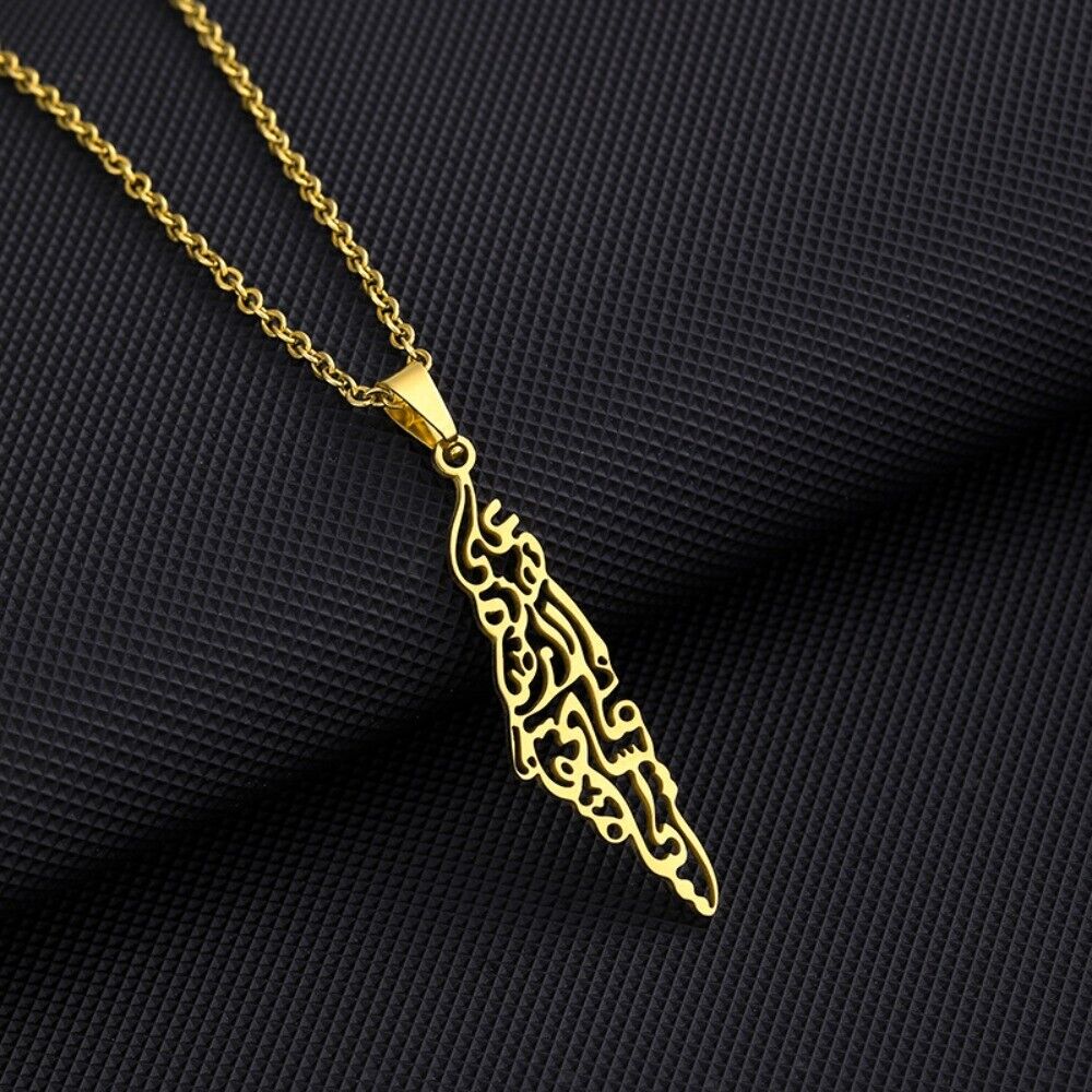 Gold Color Chain Palestine Map Necklace Lightweight Necklaces Jewelry Men