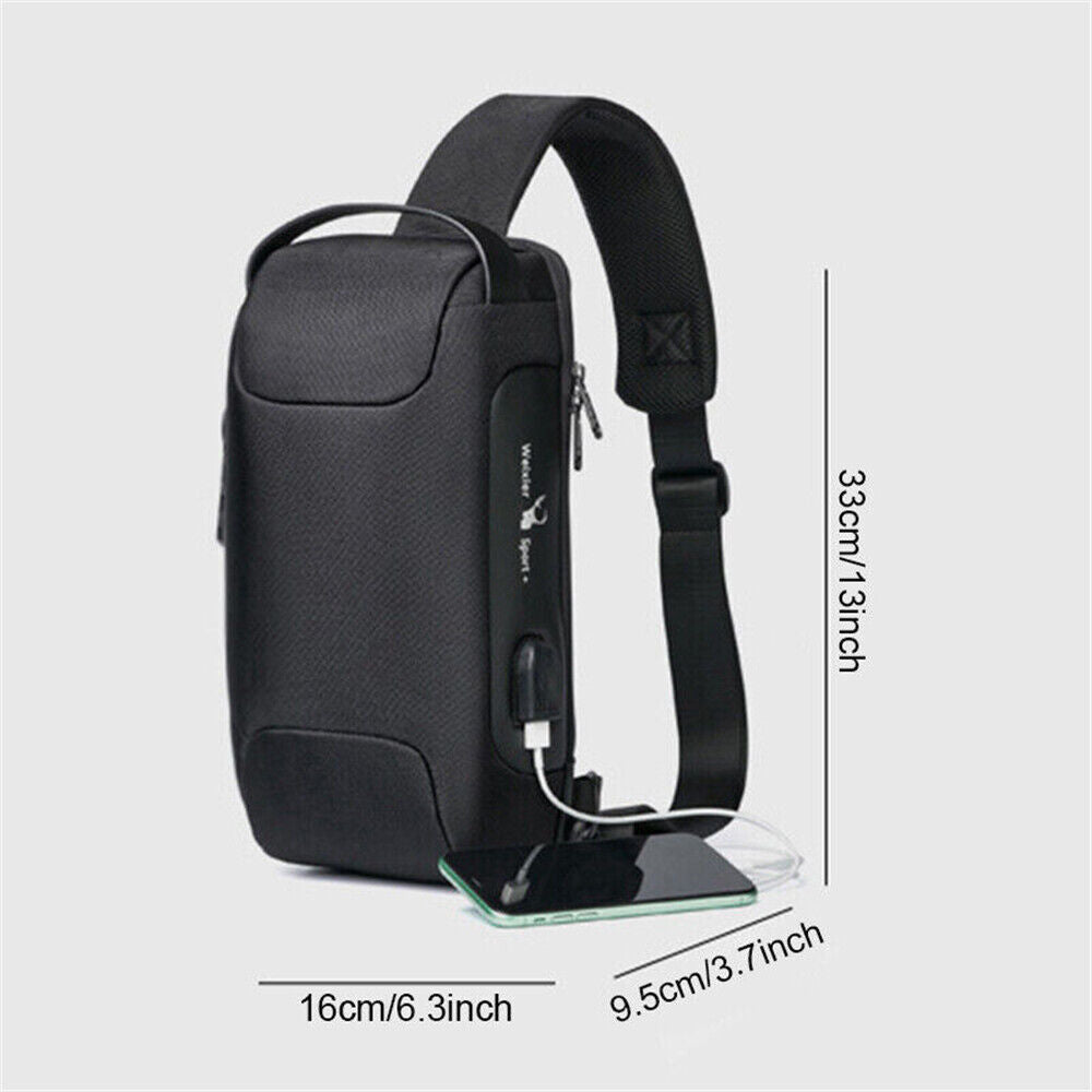 Men's Anti-theft Backpack Crossbody Bag Sling Oxford cloth USB Port Waterproof