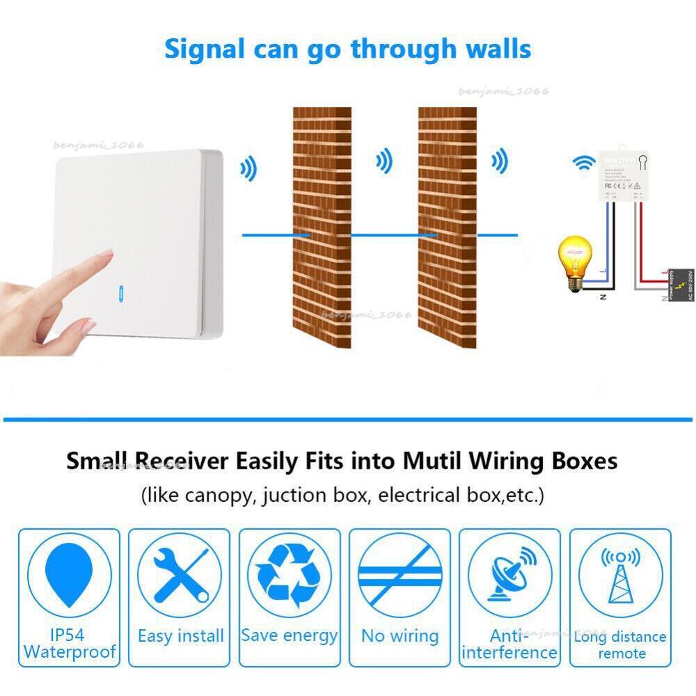 Wireless Smart Switch Light RF 433Mhz Wall Panel Switch Remote Control Receiver