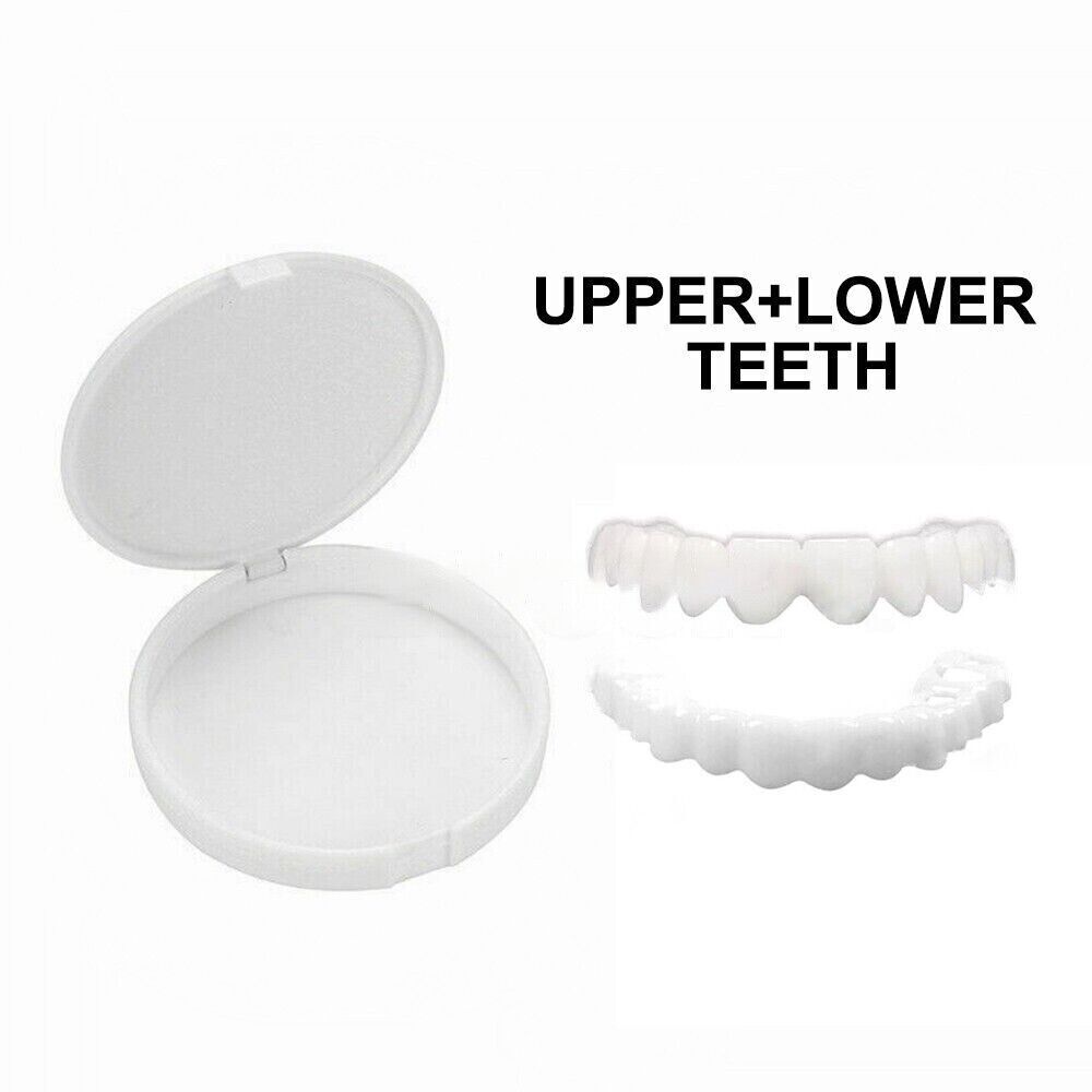 Snap On Bottom &Upper Lower False Teeth Dental Veneers Dentures Fake Tooth Smile