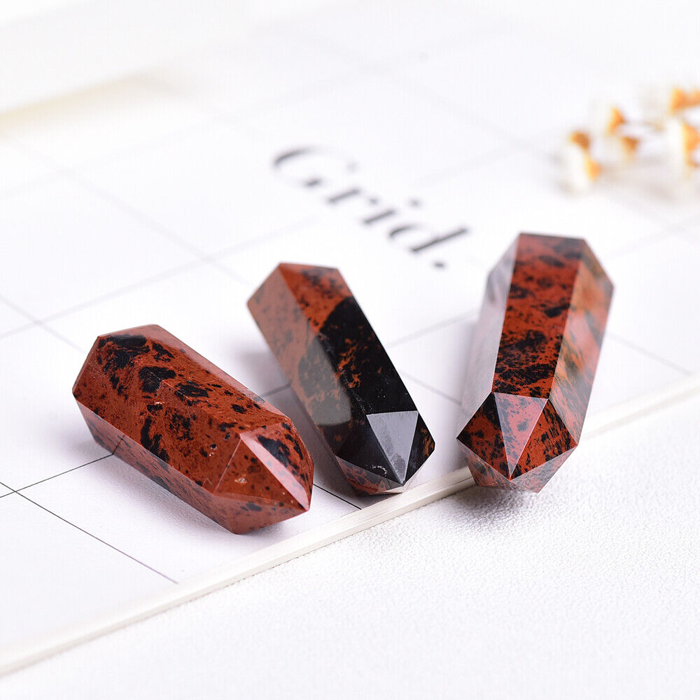 4~8cm Natural Mahogany Red Obsidian Obelisk Tower Crystal Quartz Point Wand