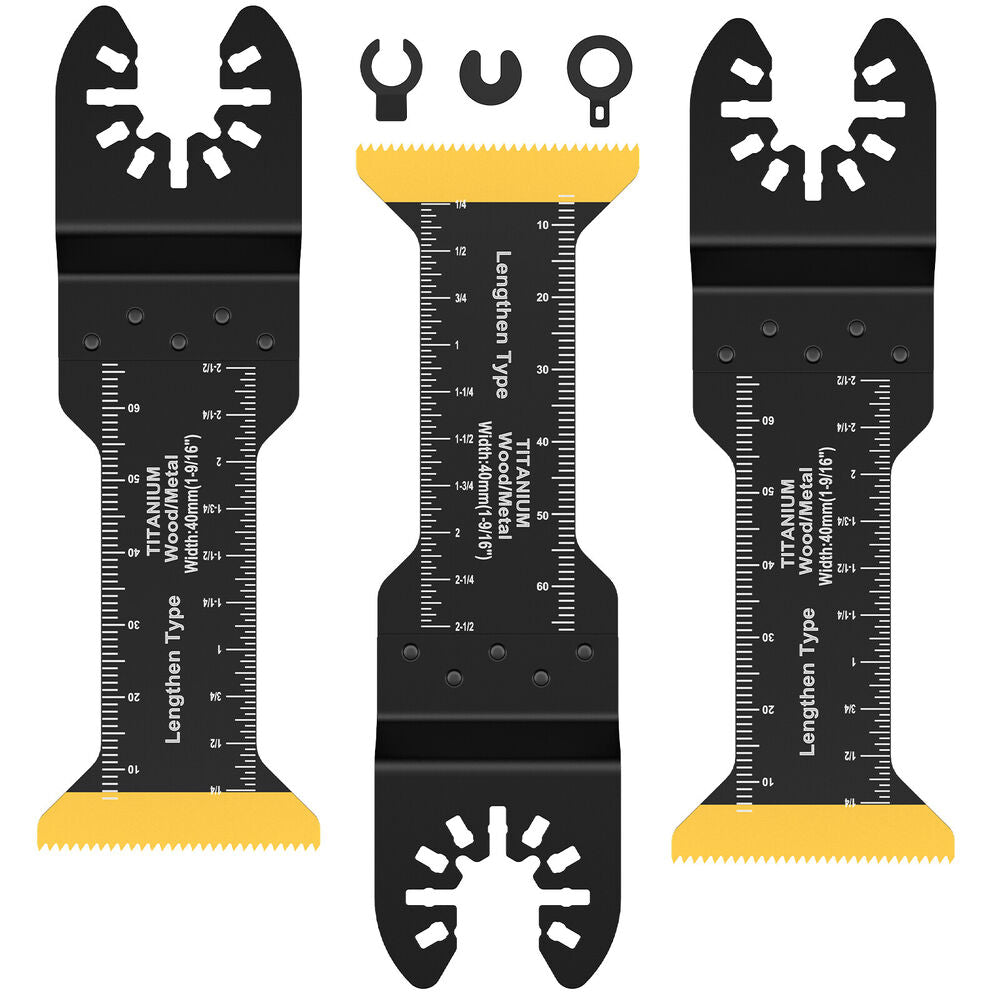 3Pcs Extra-Long Titanium Bi-Metal Oscillating Saw Blade Set Oscillating WaGZb