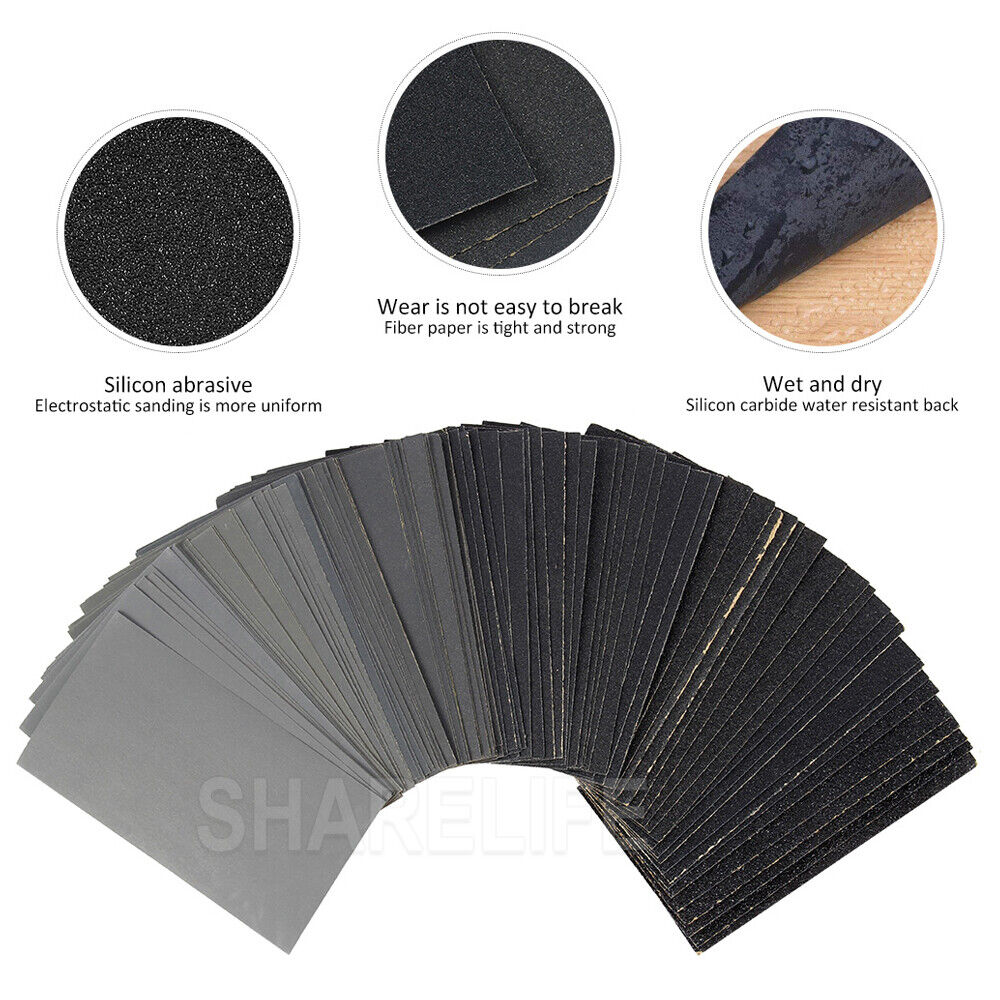 36x Sandpaper Wet Dry Sanding Sheet 400 600 800 1000 1200 1500 2000 3000 Grit