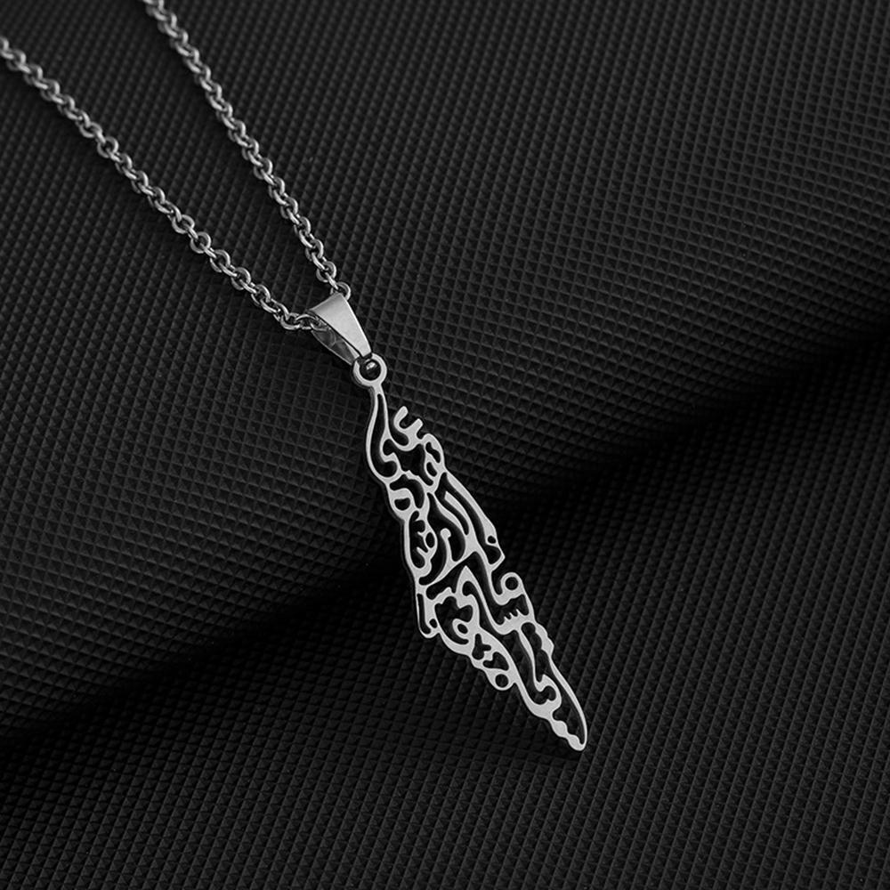 Geography Country Israel Palestine Map Pendant Necklace Stainless Steel Jewelry