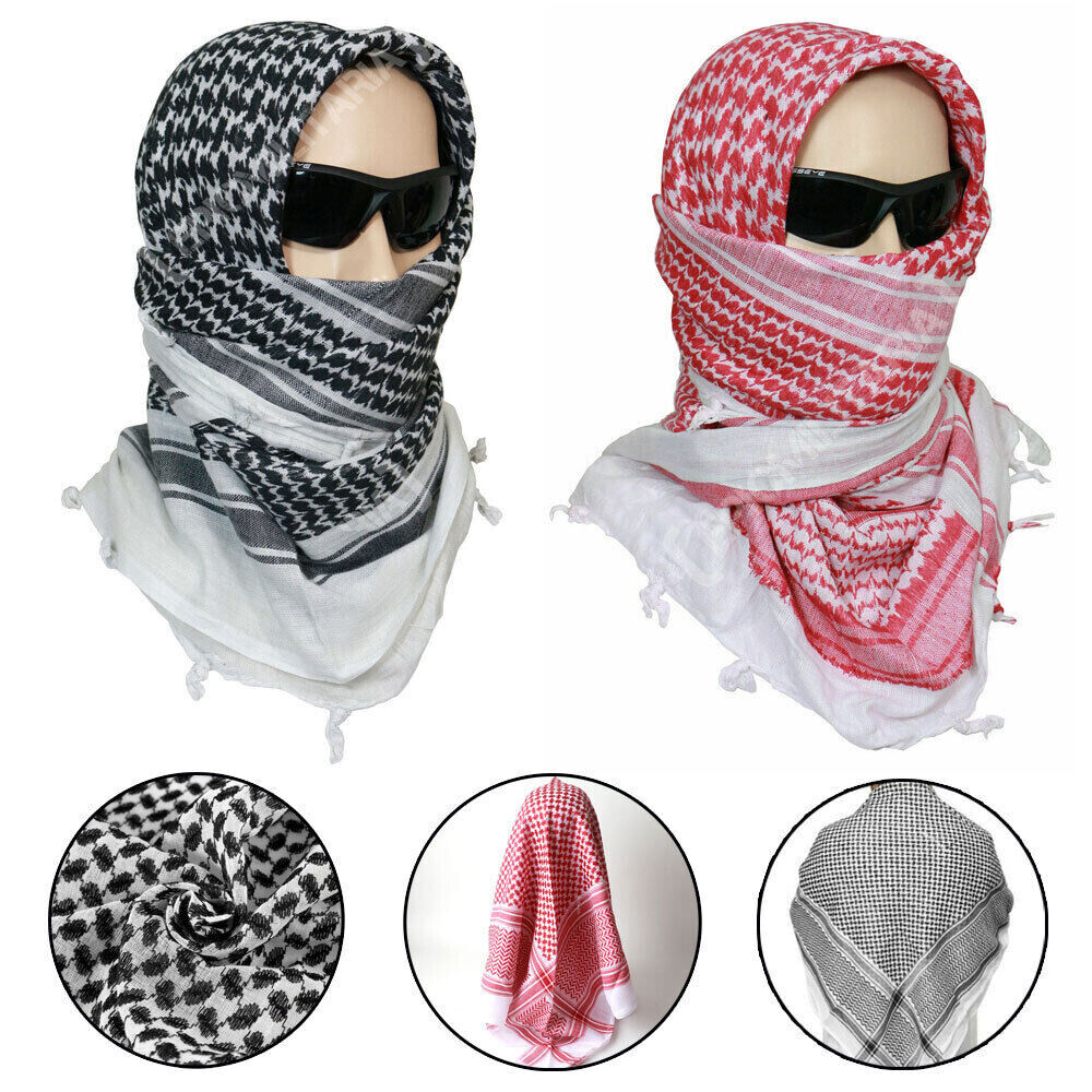 2x Men Arab Kafiya Keffiyeh Arabic Turban Muslim Shemagh Scarf Palestine Bandana