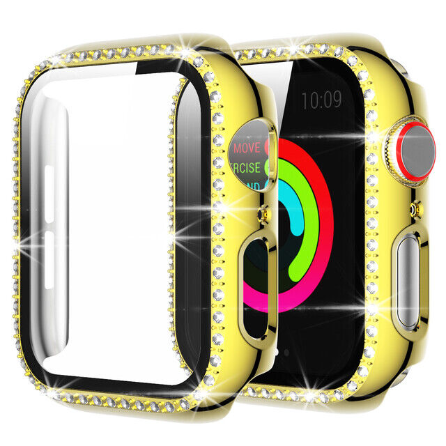 For Apple Watch SE 40mm 44mm 41mm 45mm Bling Diamond Case With Screen Protector