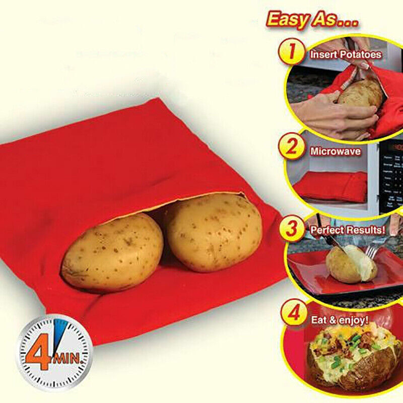 2x Microwave Baked Potato Corn Cooking Bag Reusable Washable Corn Cooker Express