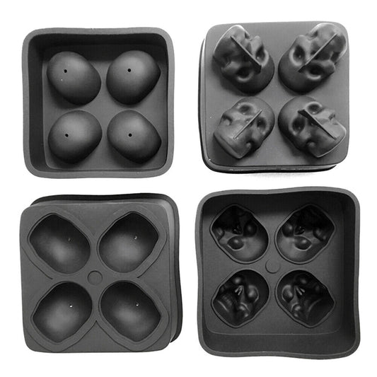 Premium Silicone Mold Sphere Whiskey Skull Mould Ice Cube Tray Ball Maker