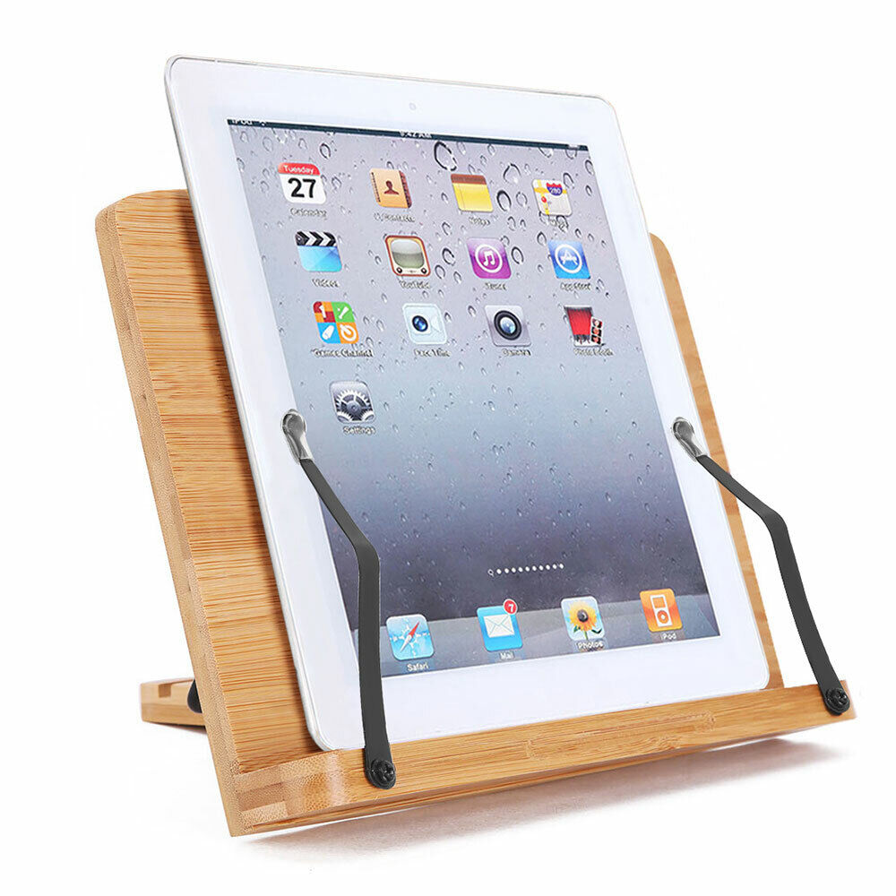 Portable Book Stand Bamboo Reading Rest Cook Document Holders Study Bookrest OZ