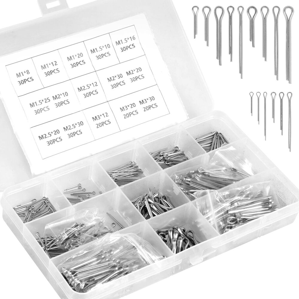 420Pcs Cotter Pin Assortment Kit Split Pin Fastener Clips Set Straight