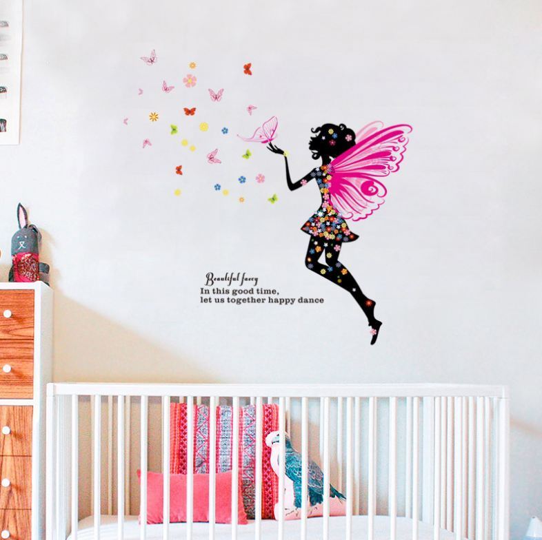 Wall Stickers Removable Fairy Wing Girl Butterfly Kids Mural Room Decal Romantic