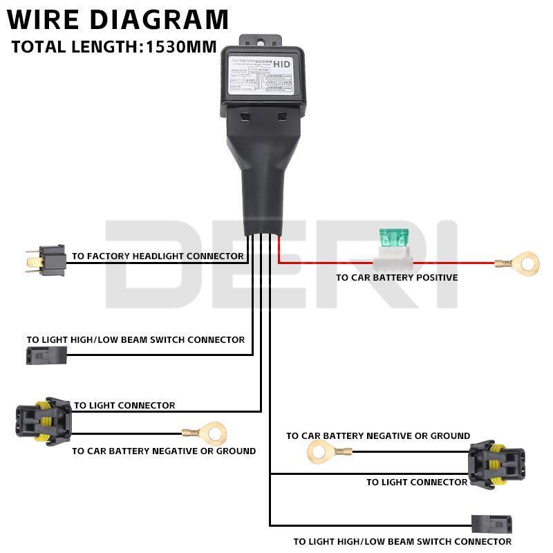 H4 Relay Harness Hi/Lo Beam Bi-LED Headlight HID Bulbs Wiring Controller 2-Lead