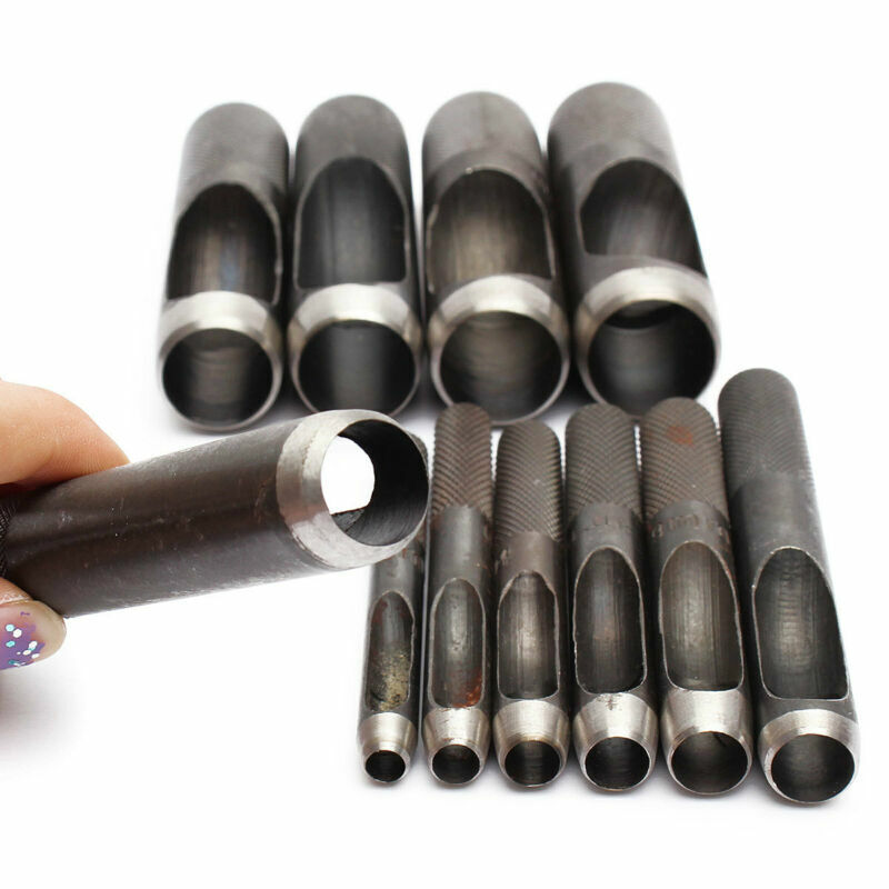 Round Hollow Punch Set Hand Tools Hole Punching Leather Gasket CARBON Steel