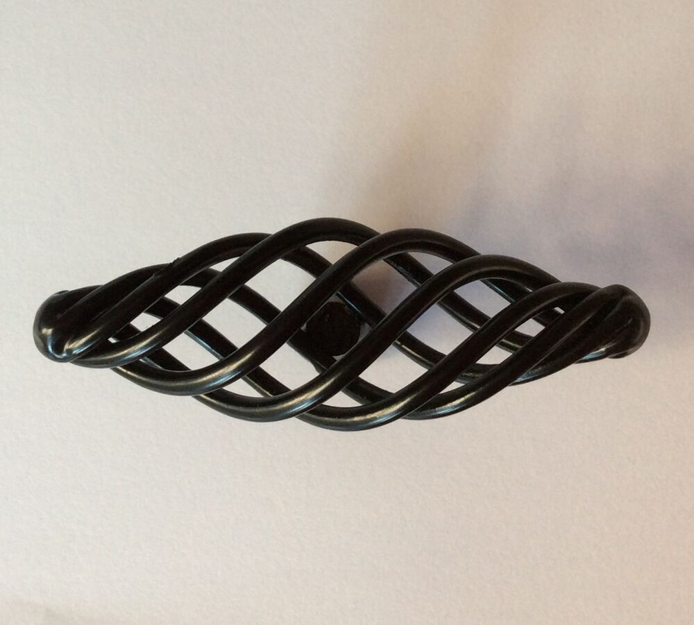 Provincial Birdcage Kitchen Cabinet Handles / Knobs Matt Black Cupboard Door