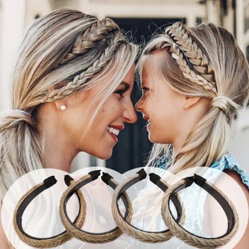 Women Braided Synthetic Plait Plaited Elastic Hair Accessories Band Headband