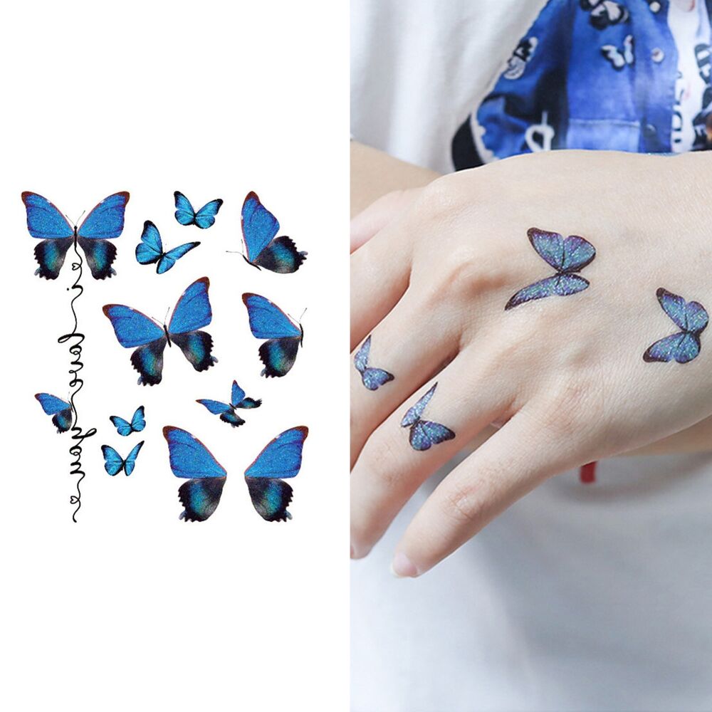 2x Glitter Butterfly Tattoo Gems Jewels Waterproof Face Body Art Stickers Party