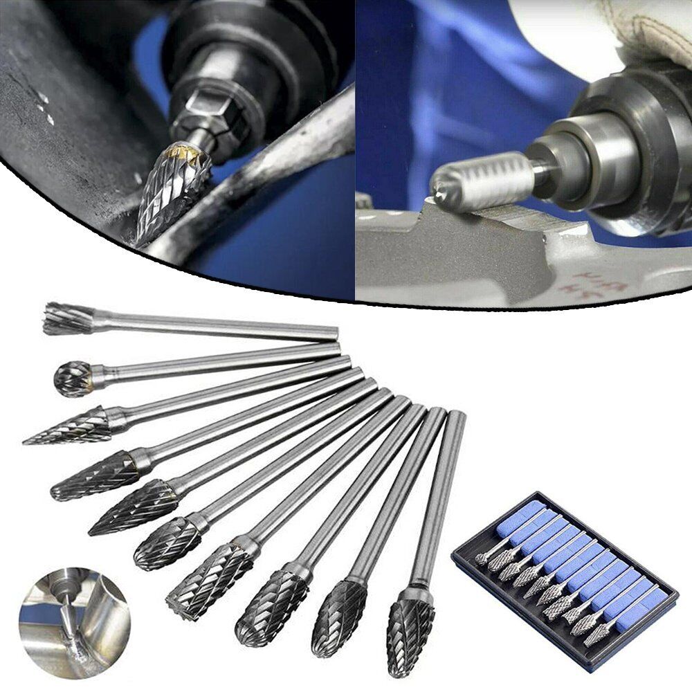 10x Tungsten Steel Solid Carbide Burrs For Dremel Rotary Bit Accessories Tool