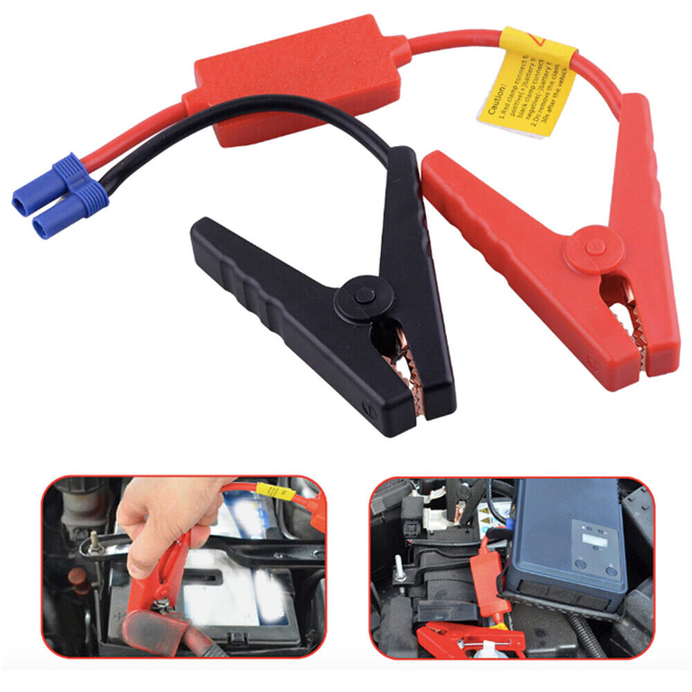 2X Portable Jump Starter Cable Alligator Clamp Clip Connector Battery EC5 Plug