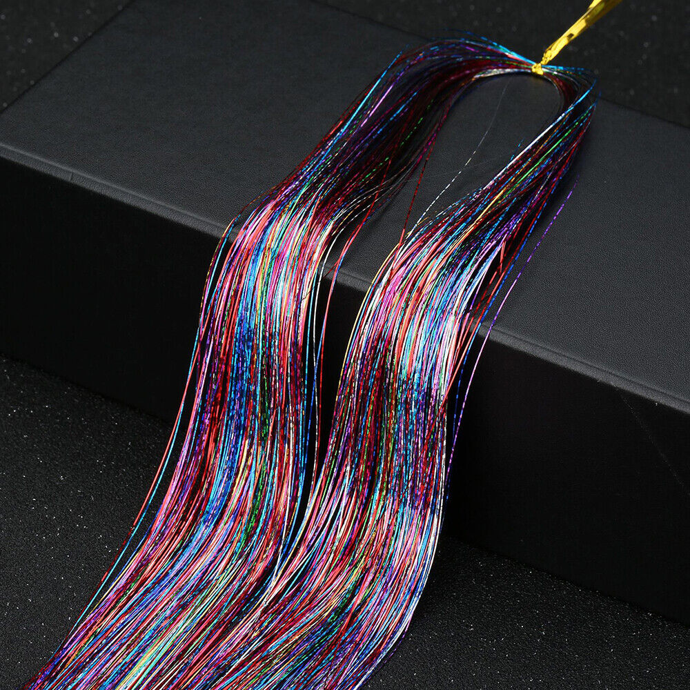 Glitter Tinsel Hair Highlights Hair skin weft Holographic Party Extensions