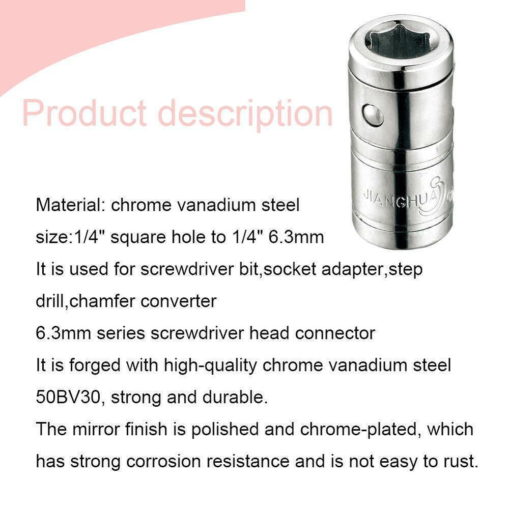 1/4" square hole to 1/4" 6.3mm Hex Screwdriver Bit HOT Socket Adapter S4P8