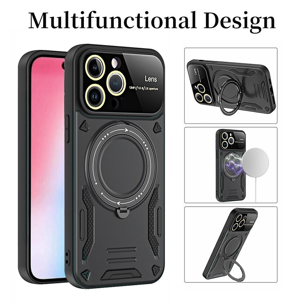 For iPhone 15 14 13 12 11 Pro Magnetic Shockproof Armor Stand Magnetic Ring Case