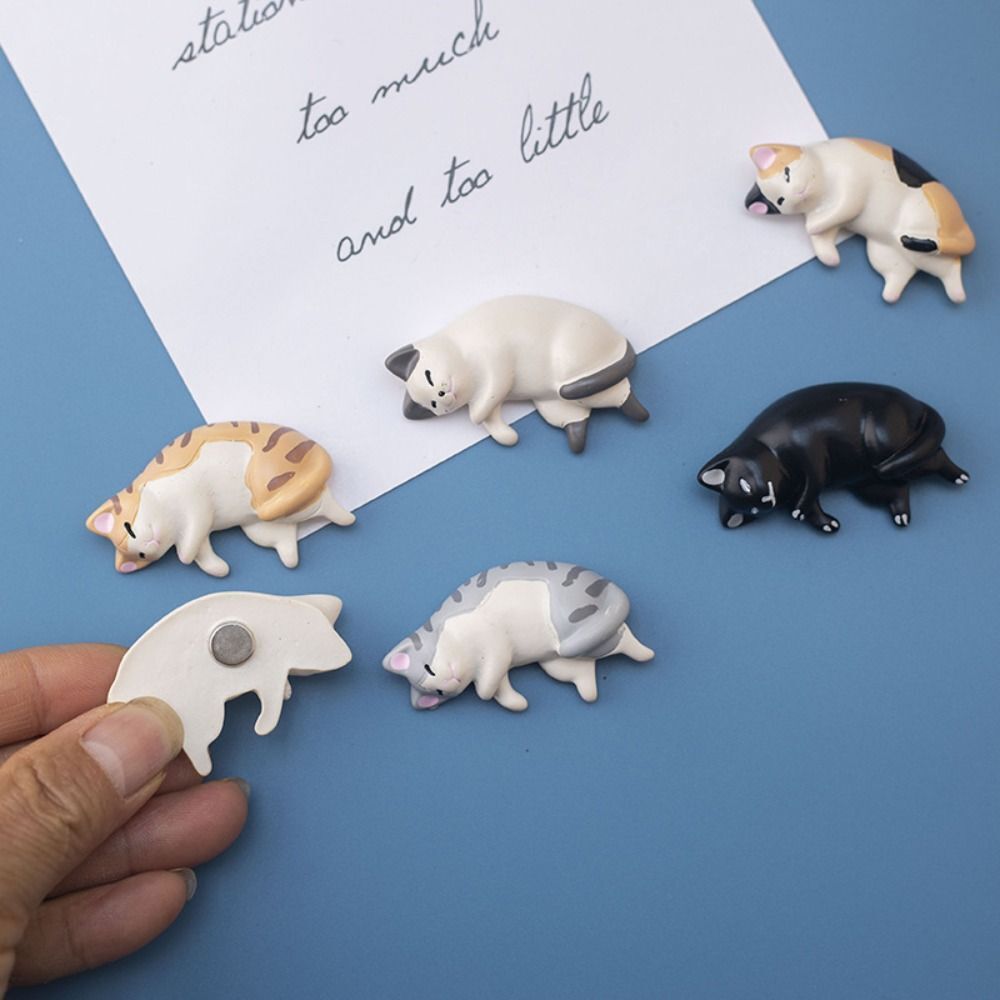 Simulation Sleep Cat Fridge Magnets Cute Lazy Cat Miniatures 6 Styles Car