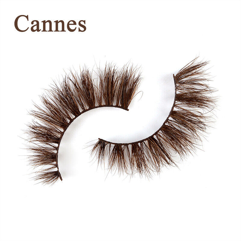 3D Mink Fake Lashes Natural Brown False Colored Eyelashes Thick Long Wispies