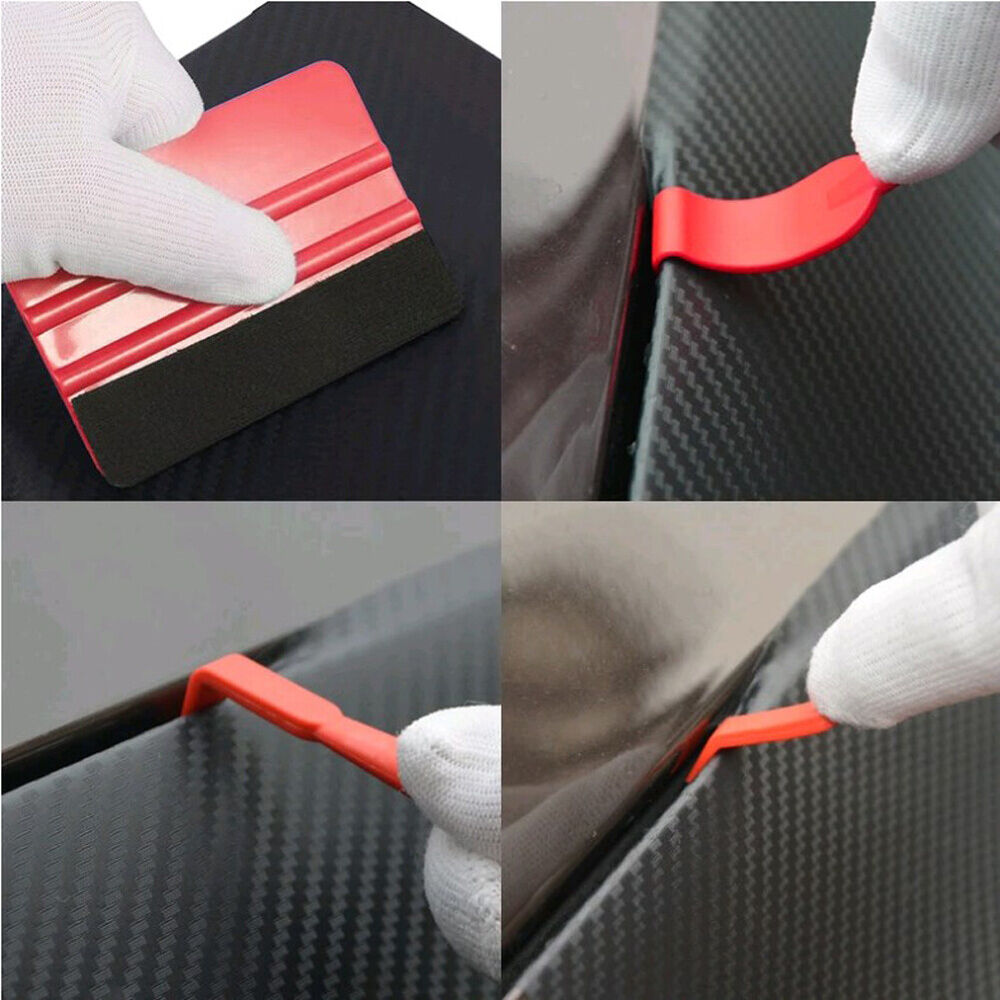 3D Carbon Fiber Decal Film Squeegee Felt Tools Kits Red Car Interior Accessories