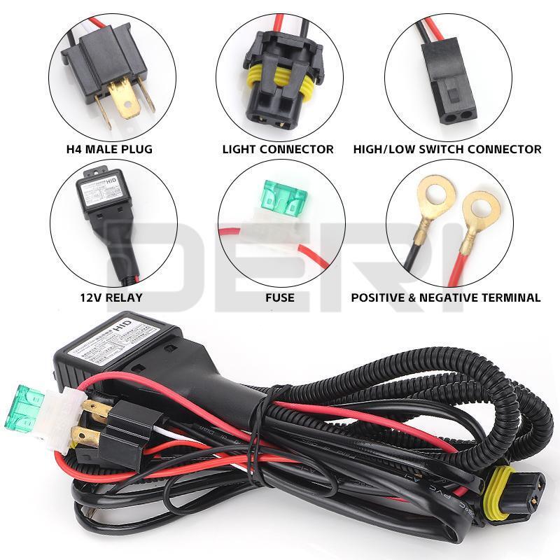 H4 Relay Harness Hi/Lo Beam Bi-LED Headlight HID Bulbs Wiring Controller 2-Lead