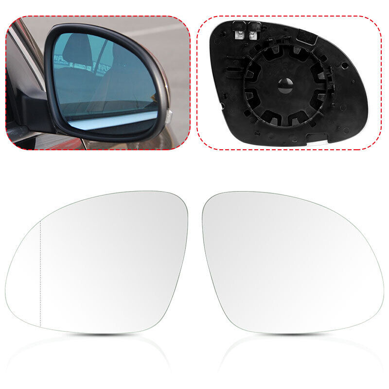 2x Right Left Side Mirror Glass For VW TIGUAN 2008-2016 With Heated Backing Base