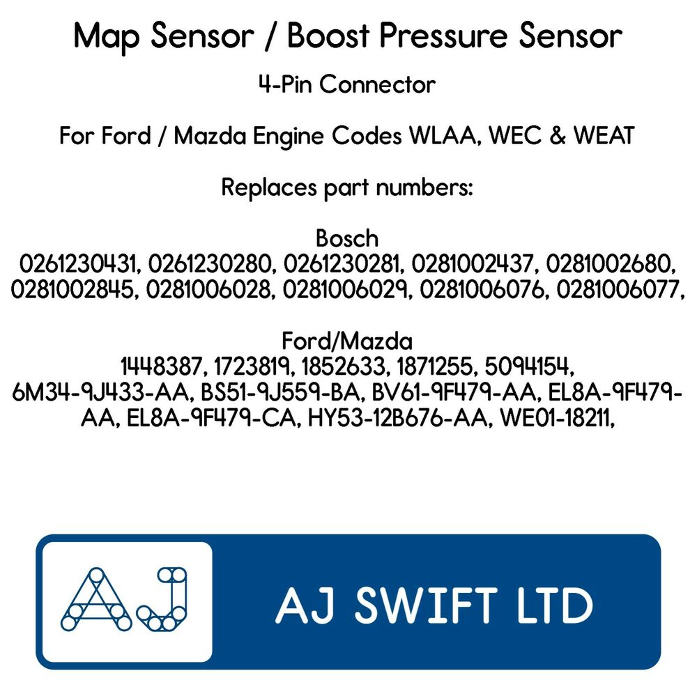 MAP Sensor Manifold Pressure Sensor for Ford Ranger & Mazda BT-50 2.5 & 3.0 TDCI