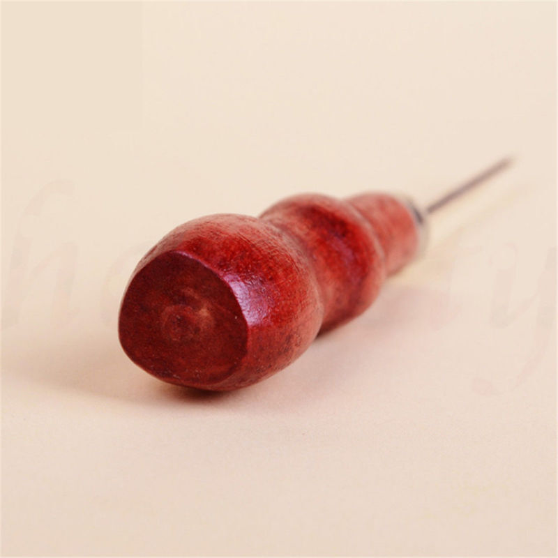 2pcs Wooden Handle Beading Awl Boring Hole Tailor Making Tool Bradle Bradawl