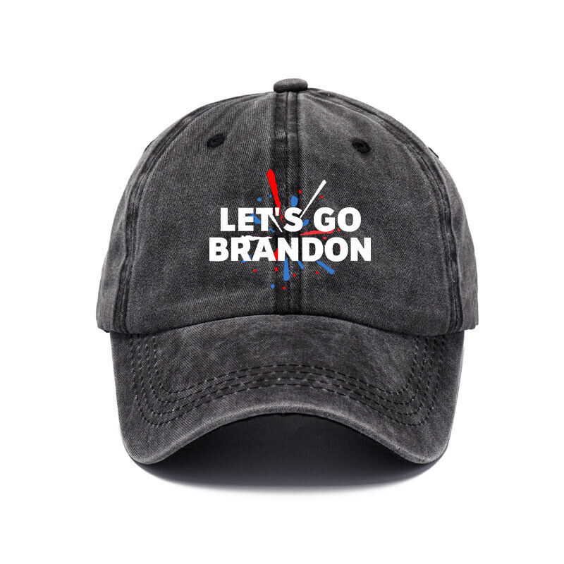 Men Let's Go Brandon Embroidered Adjustable Trump Baseball Cap Hat Flag Banner