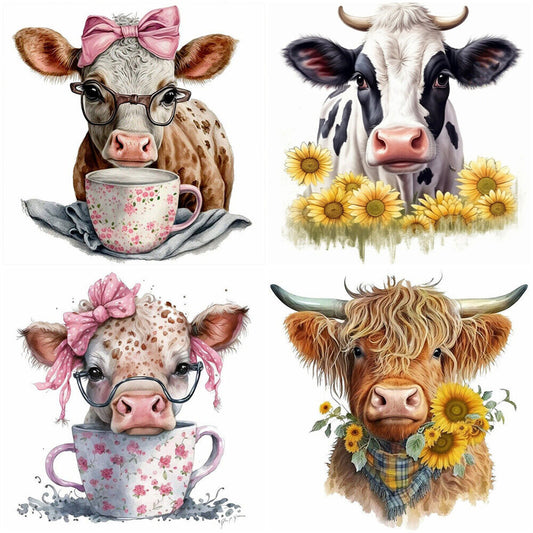 5D DIY Full Round Drill Diamond Painting Cow Animal Kit Home Decor Art Craft